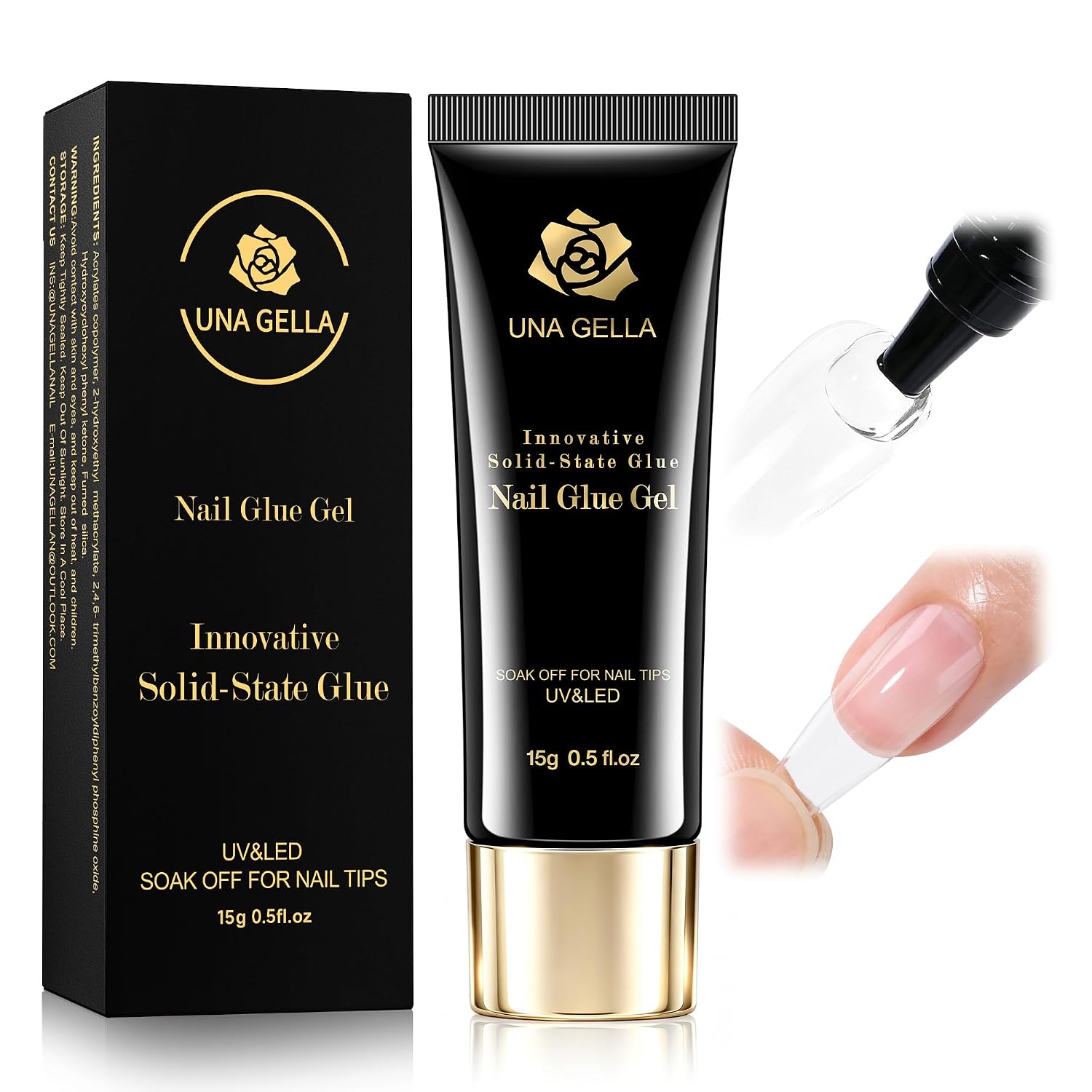 UNA GELLA Solid Nail Glue Super Strong for Press On Nails & Nail Tips 15g